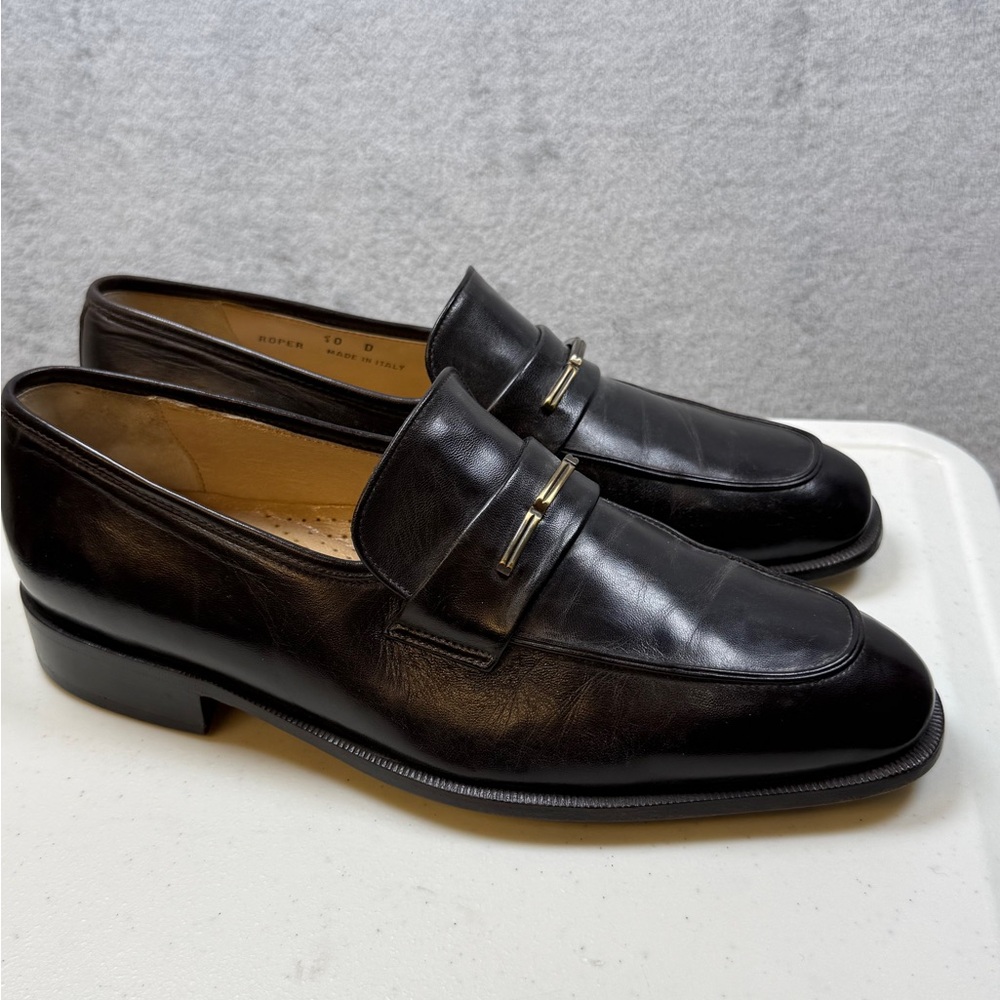 Bally Mens Loafers Size 10 Dark Leather Designer Comfort